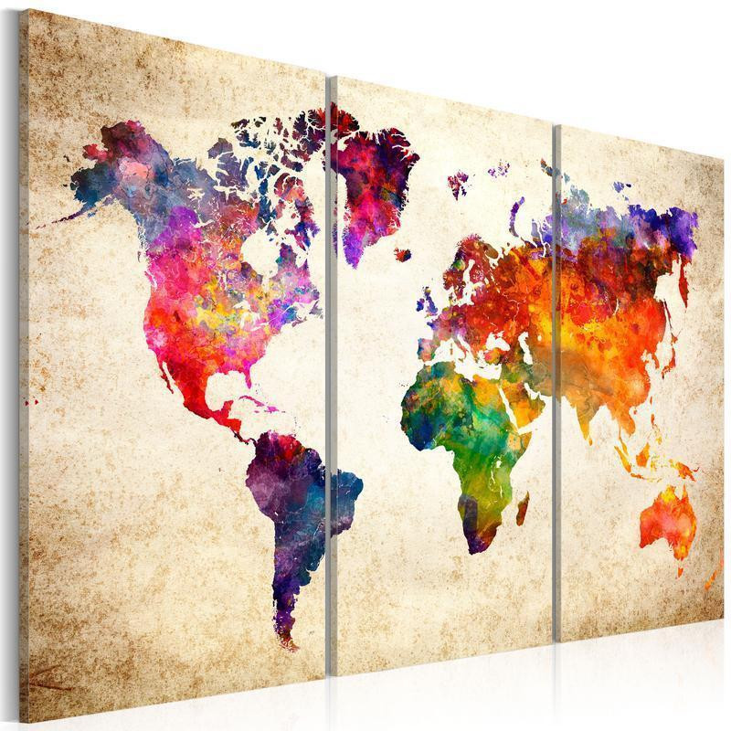 61,90 € Leinwandbild - The Worlds Map in Watercolor