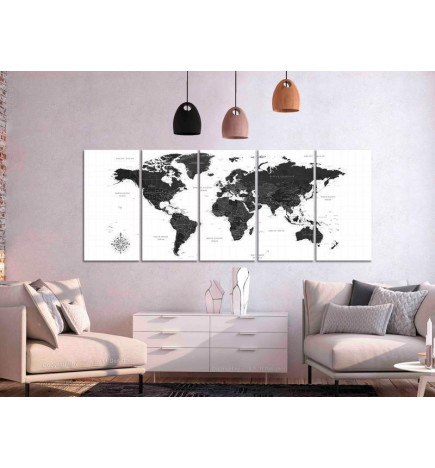 92,90 € Taulu - Black and White Map (5 Parts) Narrow