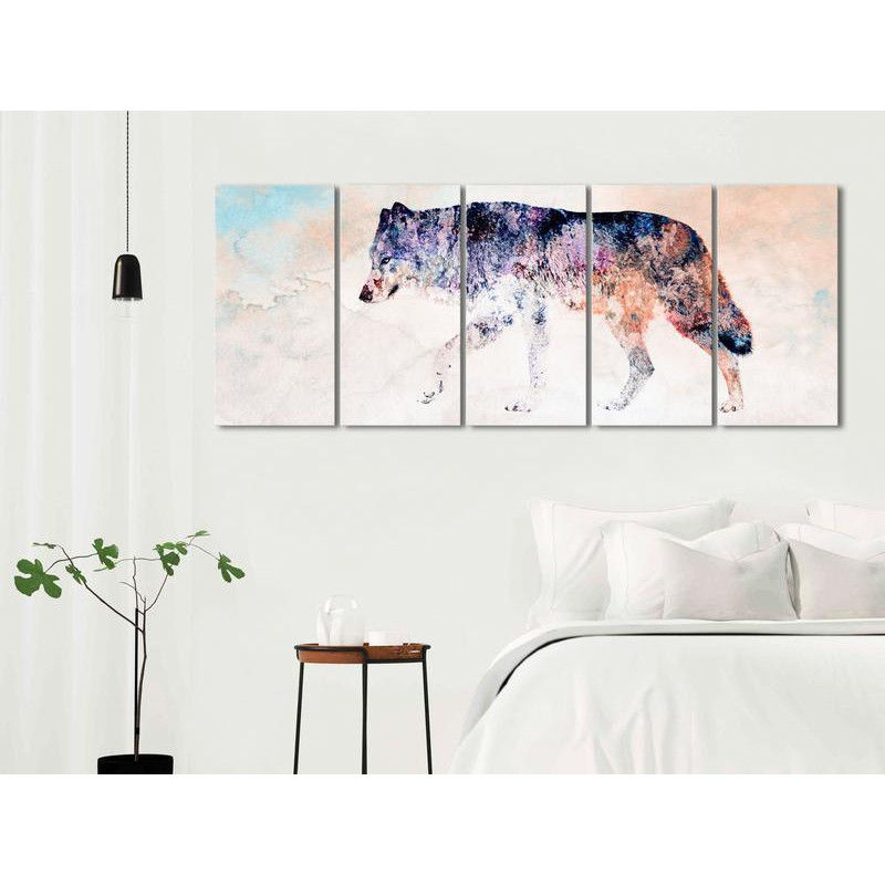 70,90 € Canvas Print - Lonely Wolf (5 Parts) Narrow