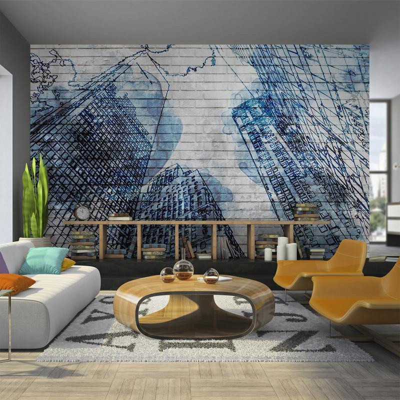 34,00 € Fotomural - Street Art - Mural with New York Architecture and Ink Effect
