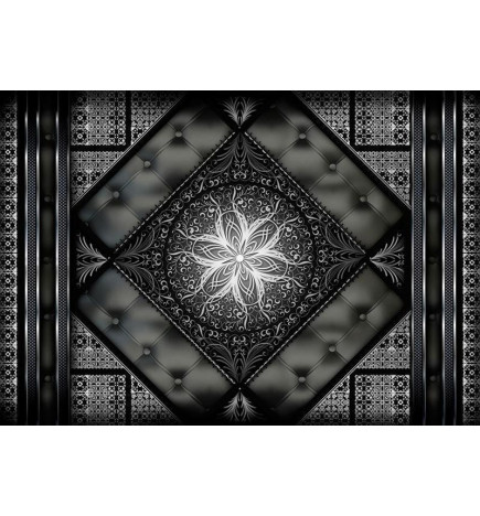 Wall Mural - Symmetrical composition - black pattern in oriental pattern with quilting