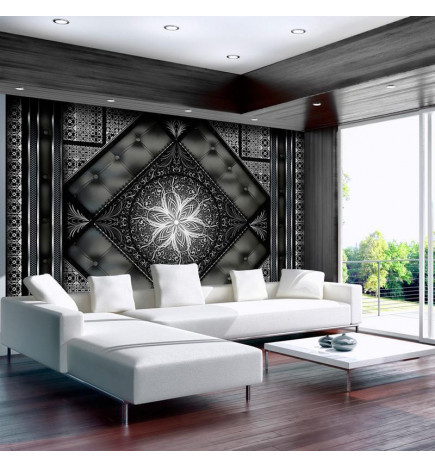 Mural de parede - Symmetrical composition - black pattern in oriental pattern with quilting