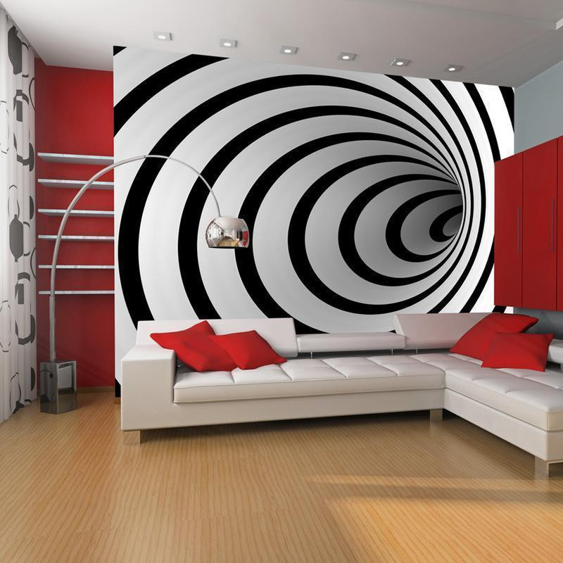 73,00 € Wall Mural - Black and white 3D tunnel