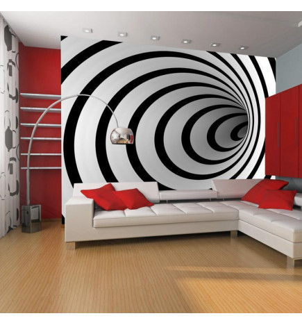 Wall Mural - Black and white 3D tunnel