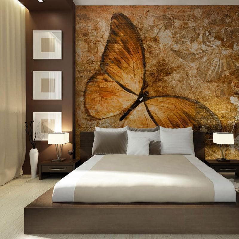 73,00 € Wall Mural - Insect World - Beautiful butterfly on a background with floral patterns in sepia