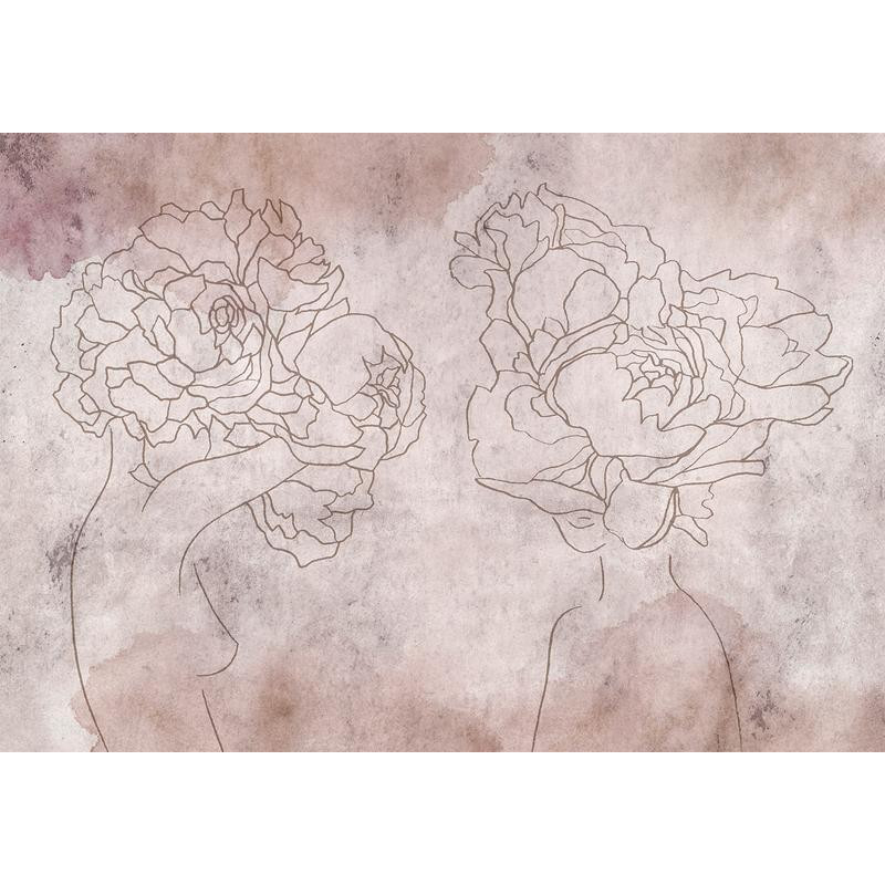34,00 € Fototapeet - Floristic abstraction - lineart style silhouettes of people with flowers