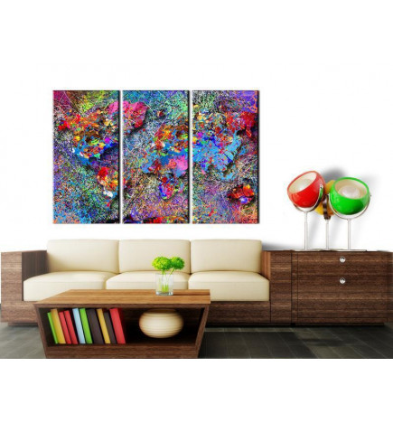 Canvas Print - World Map: Colourful Whirl