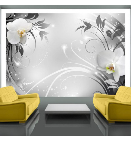Wall Mural - Orchids on silver