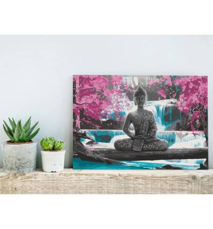 Quadro pintado por você - Buddha and Waterfall