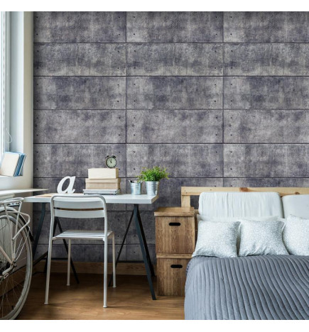 Wall Mural - Grey fortress - background with regular rectangles with concrete texture