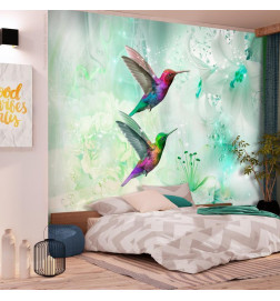 Mural de parede - Colourful Hummingbirds (Green)