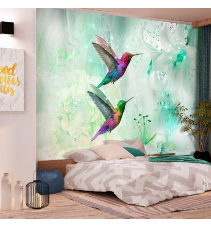 Mural de parede - Colourful Hummingbirds (Green)