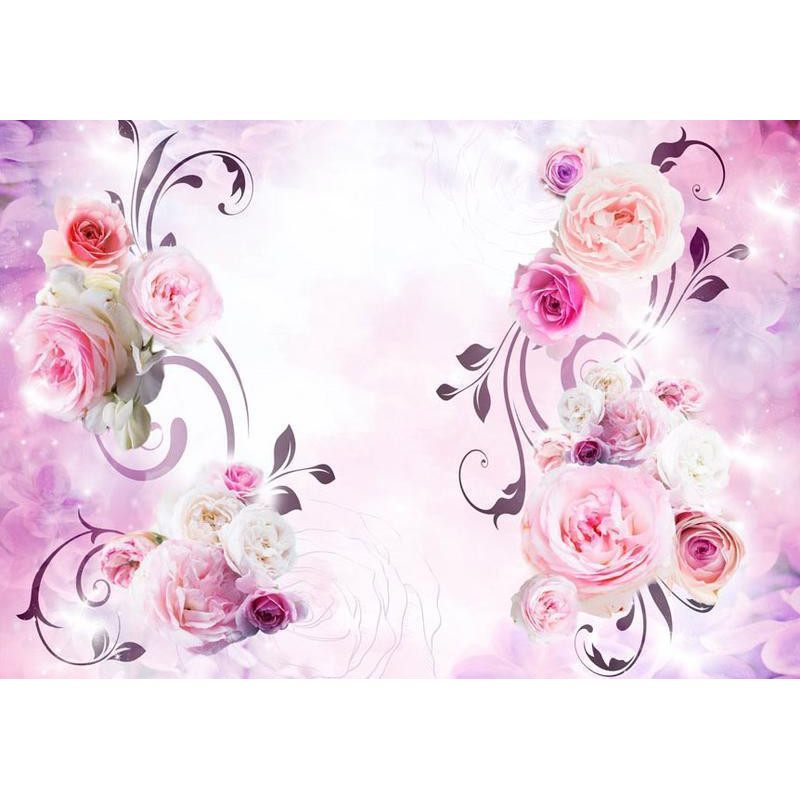 34,00 € Foto tapete - Rose variations - bouquet of flowers on a solid background with a sparkle effect