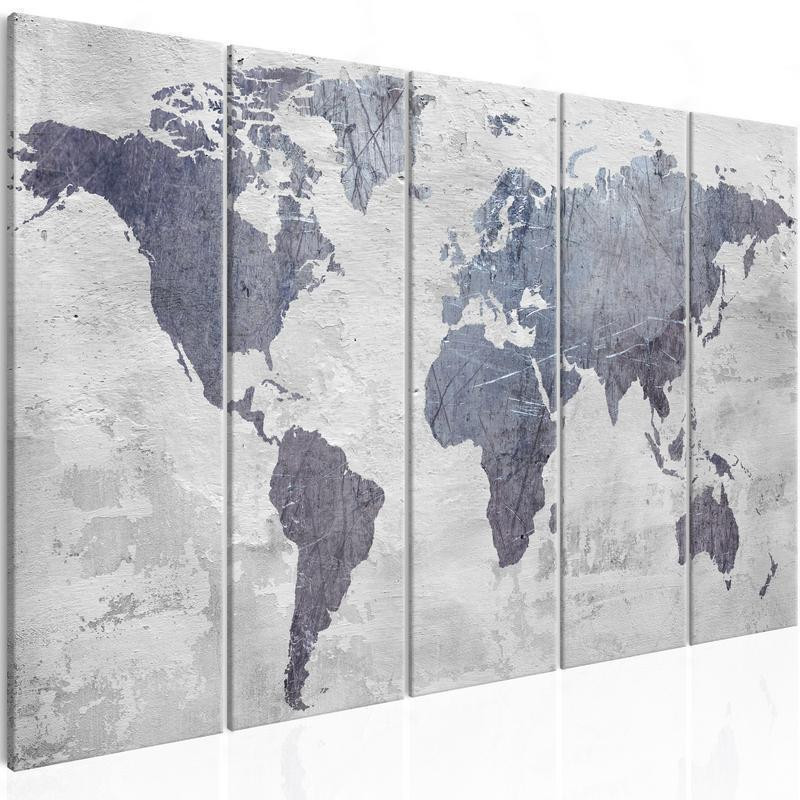 92,90 € Canvas Print - Concrete World Map (5 Parts) Narrow