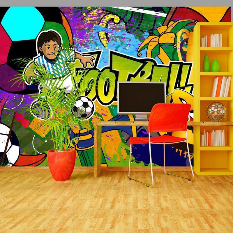 34,00 €Carta da parati - Football Championship - Colorful graffiti about football with a caption