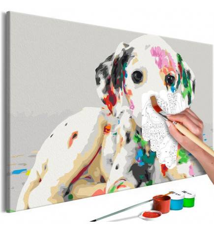 DIY canvas painting - Colourful Puppy