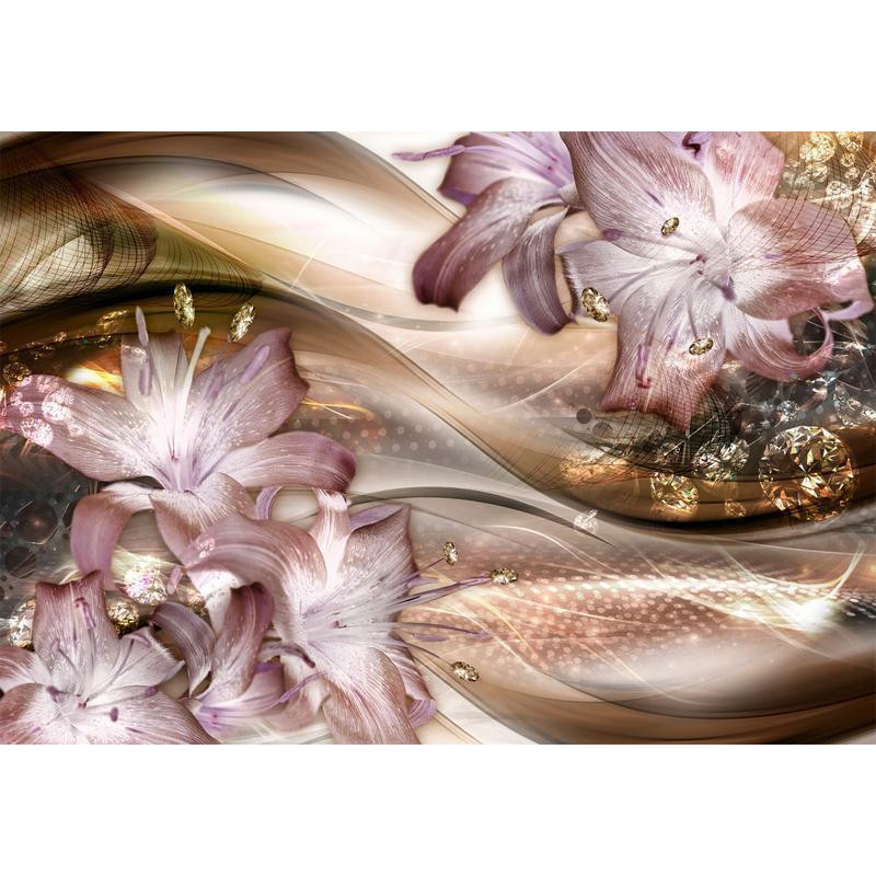 34,00 € Wall Mural - Lilies on the Wave (Brown)