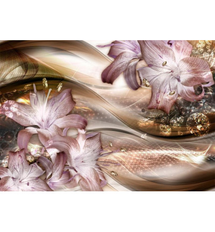 Mural de parede - Lilies on the Wave (Brown)