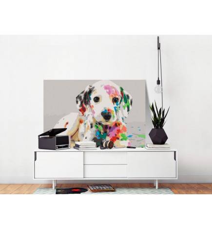 DIY canvas painting - Colourful Puppy