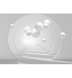 Fotomurale con delle palle bianche dentro un tunnel