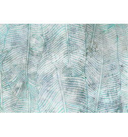 34,00 € Fototapeta - Banana leaves - plant motif blue lineart nature with pattern