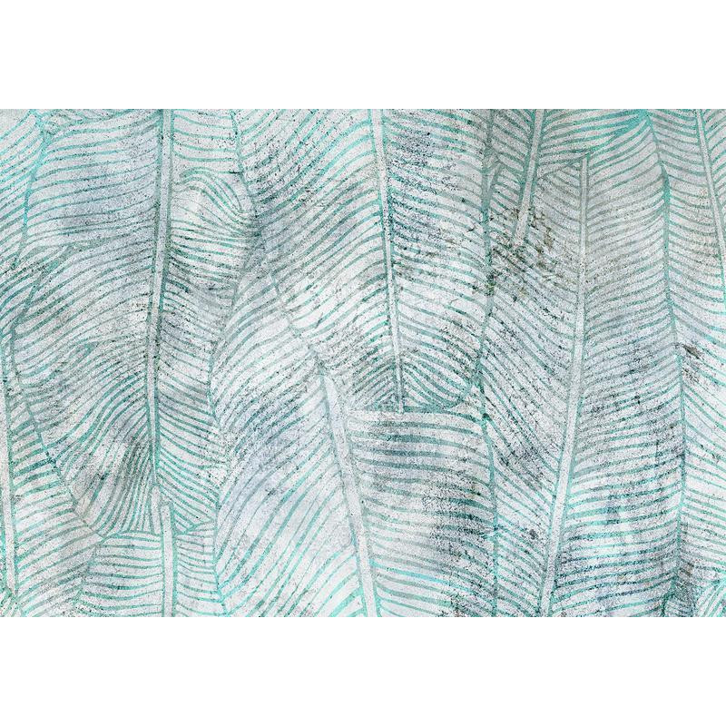 34,00 € Fotobehang - Banana leaves - plant motif blue lineart nature with pattern