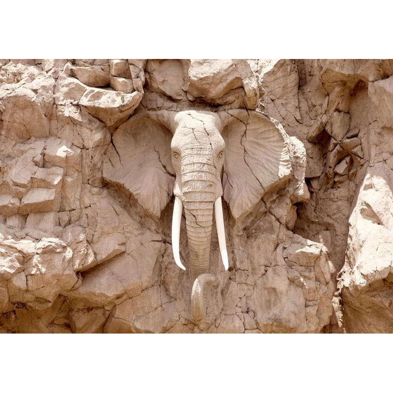 34,00 € Sienas gleznojums — Āfrikas ziloņa skulptūra — skulptūras dzīvnieku motīvs gaišā akmenī