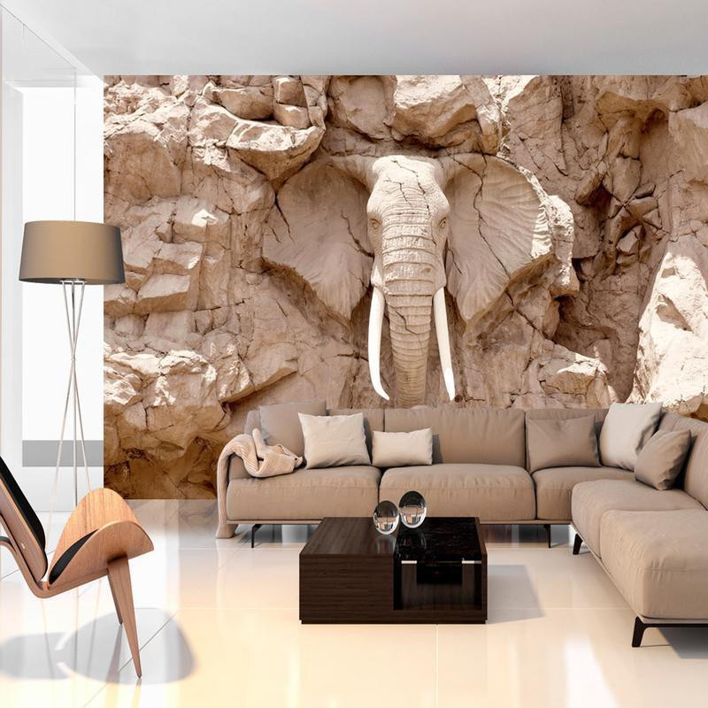 34,00 € Fotobehang - African Elephant Sculpture - Animal Motif of Sculpture in Light Stone