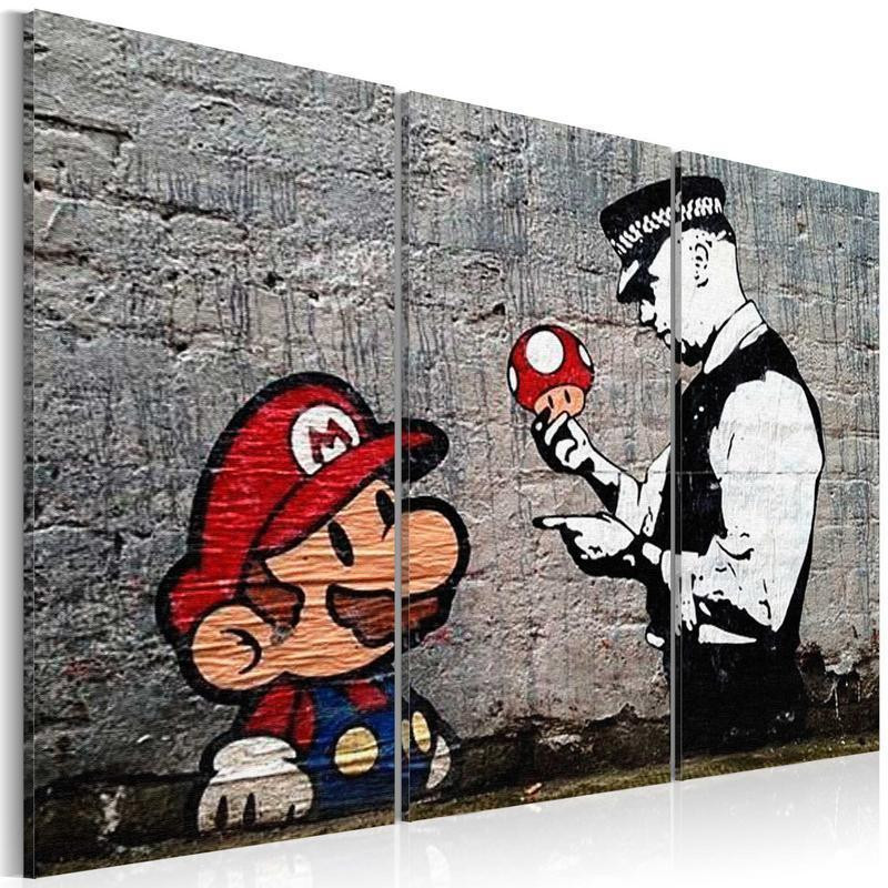 61,90 € Canvas Print - Super Mario Mushroom Cop by Banksy