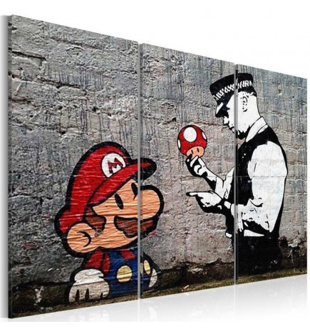 Schilderij - Super Mario Mushroom Cop by Banksy
