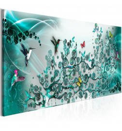 Canvas Print - Hummingbirds Dance (1 Part) Turquoise Narrow