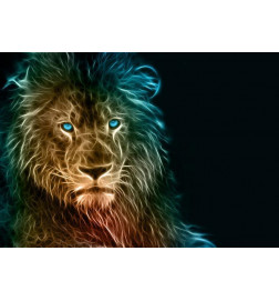 Fotomurale con un leone con gli occhi azzurri