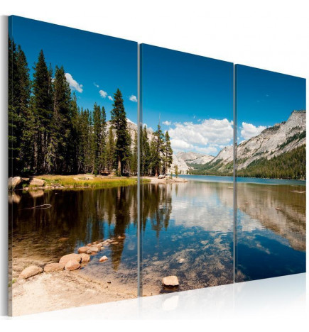 Canvas Print - Mountains trees and pure lake