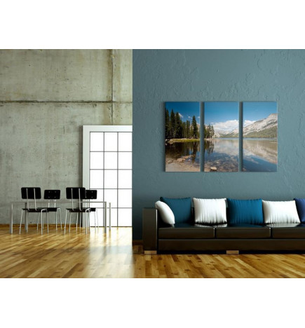 Canvas Print - Mountains trees and pure lake