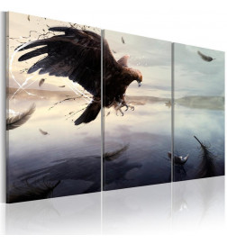 Canvas Print - Eagle above the surface of a lake