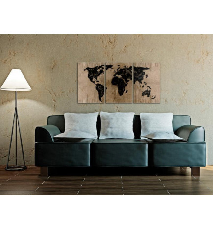 Schilderij - Inky map of the World