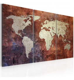 Schilderij - Rusty map of the World - triptych