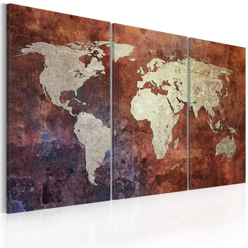 61,90 € Canvas Print - Rusty map of the World - triptych