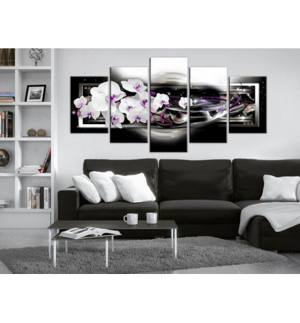 Schilderij - Orchids on a black background
