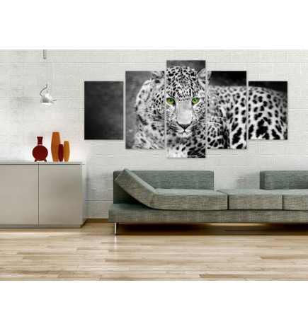 Leinwandbild - Leopard - black&white