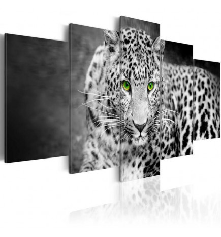 Schilderij - Leopard - black&white