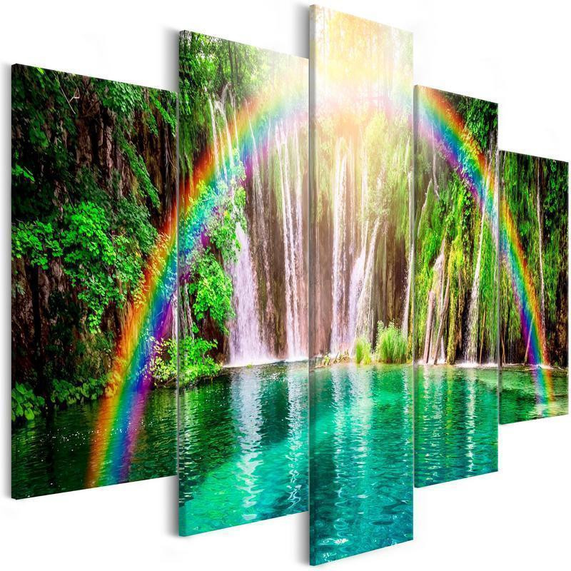 92,90 € Canvas Print - Rainbow Time (5 Parts) Wide
