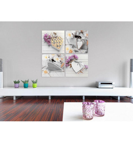 Canvas Print - Hearts and flowers