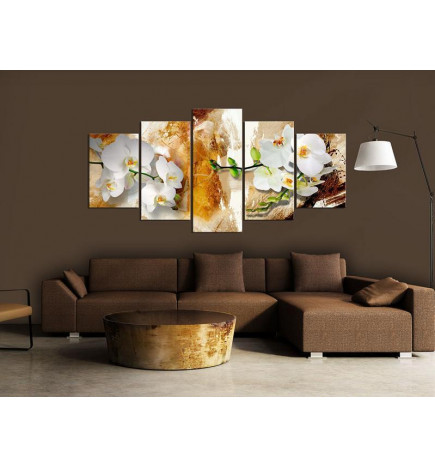 Schilderij - Brown Paint and Orchid
