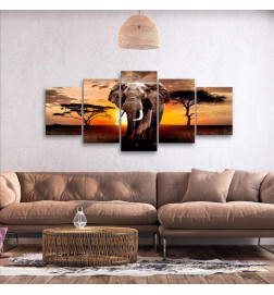 92,90 € Canvas Print - Wandering Elephant (5 Parts) Wide