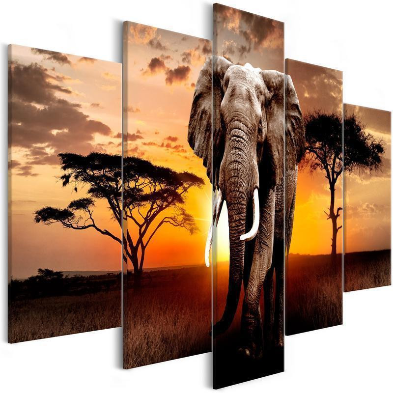 92,90 € Schilderij - Wandering Elephant (5 Parts) Wide
