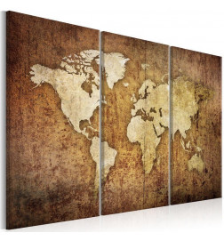 Schilderij - World Map: Brown Texture