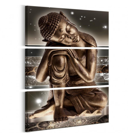 Schilderij - Buddha at Night