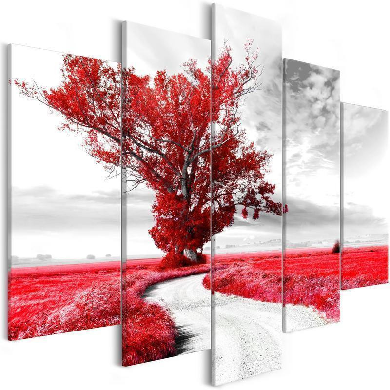 70,90 € Tablou - Tree near the Road (5 Parts) Red