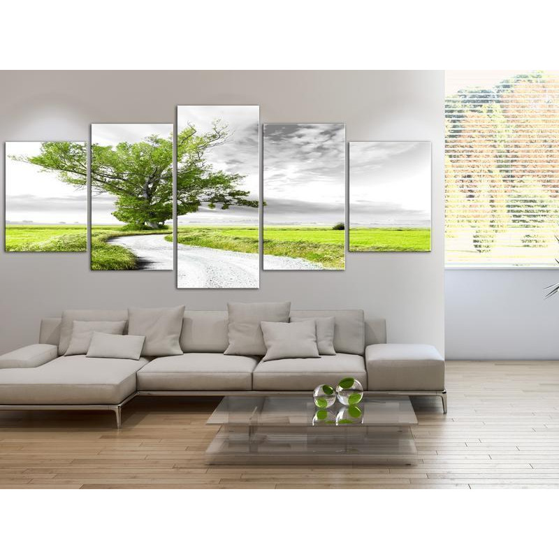92,90 € Canvas Print - Lone Tree (5 Parts) Green
